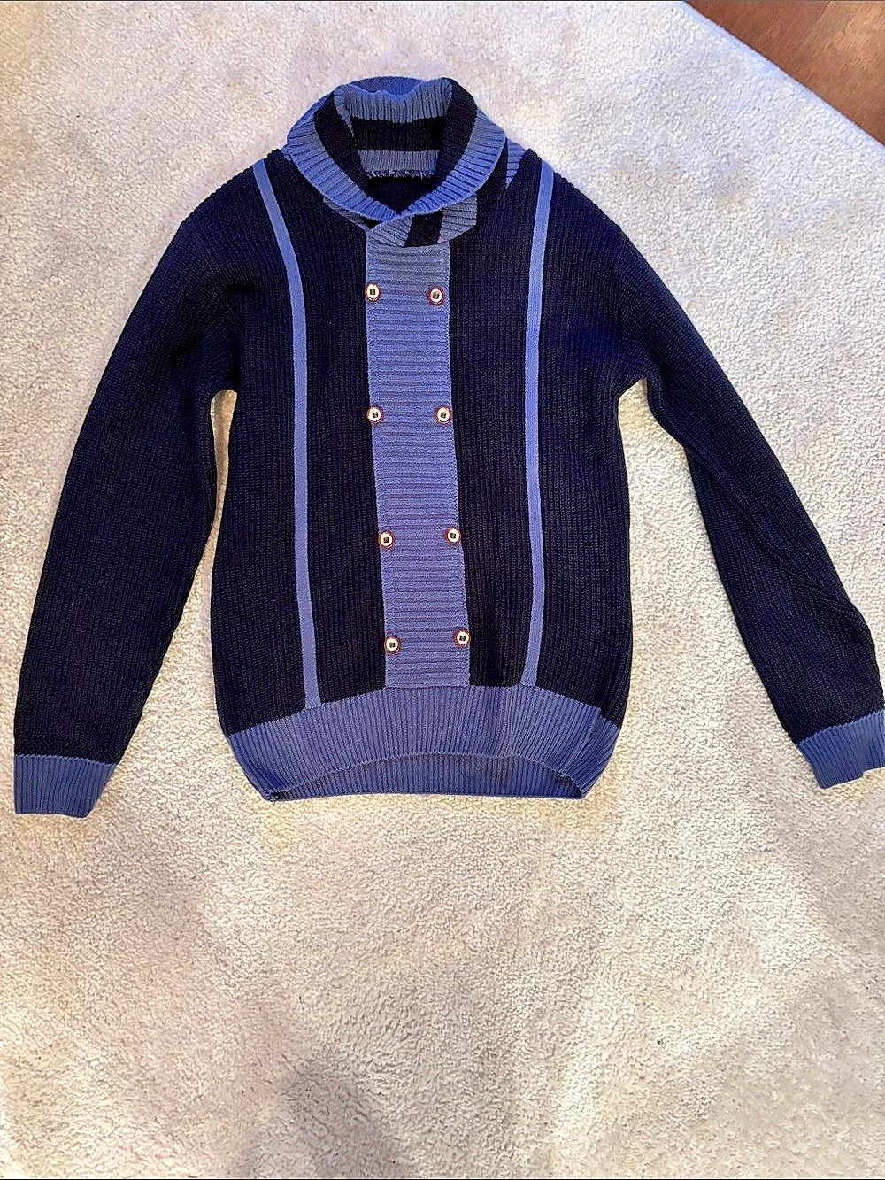 Blue Color Block Cardigan Like New